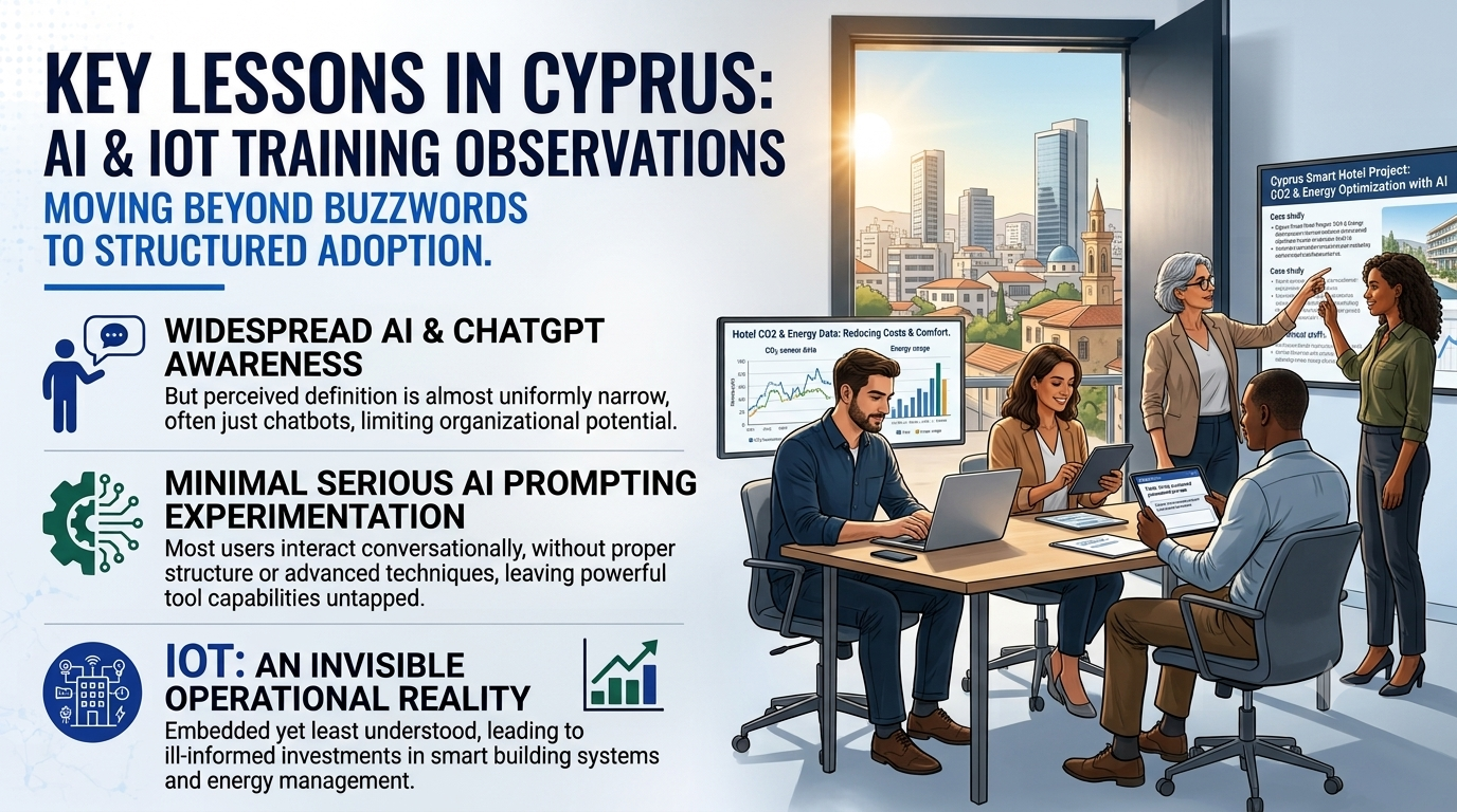 infographic about lessons from delivering AI and IoT in Cyprus